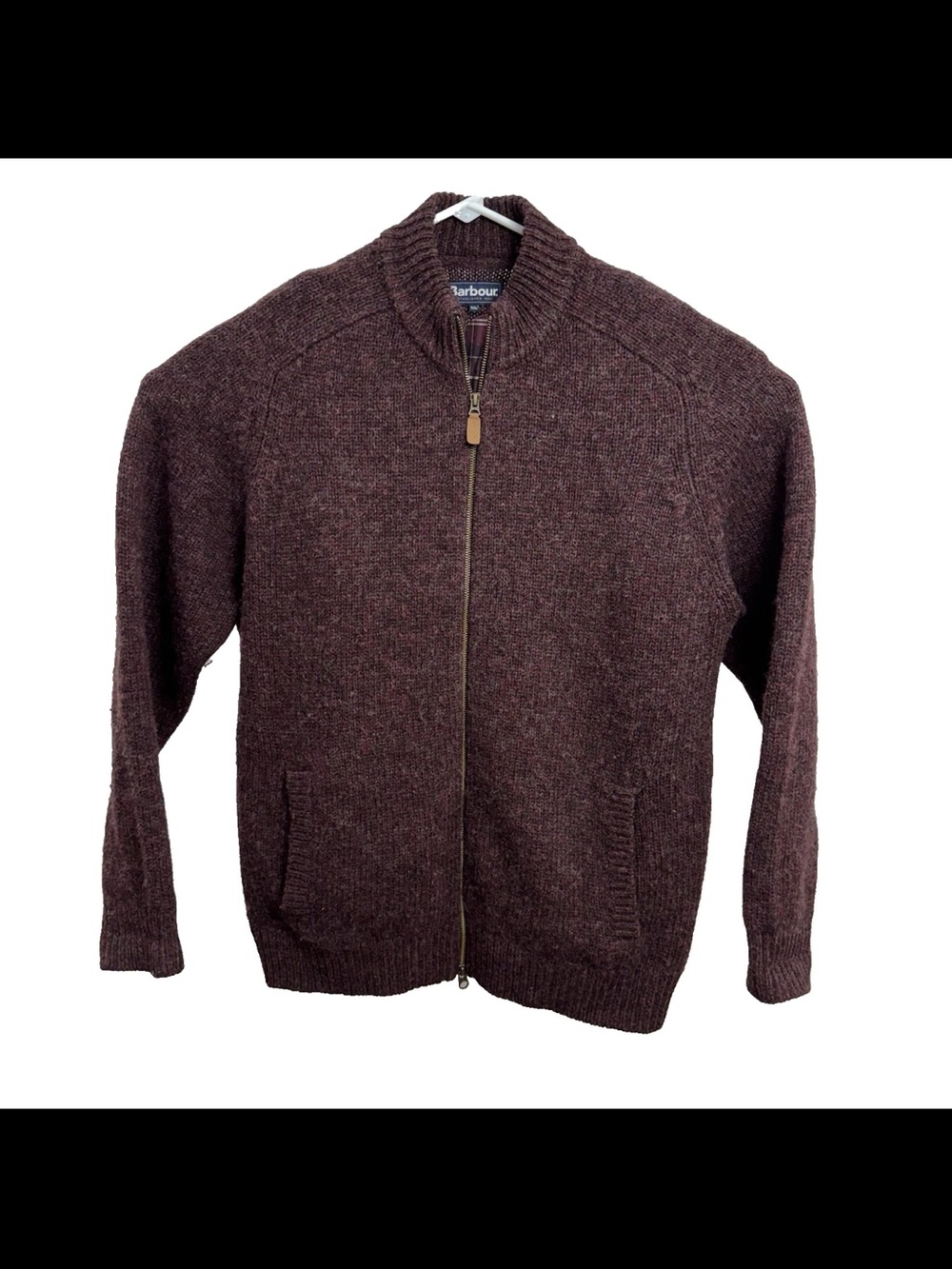 Barbour Men's Dark Brown Full-Zip Wool-Blend Sweater Jacket XXL